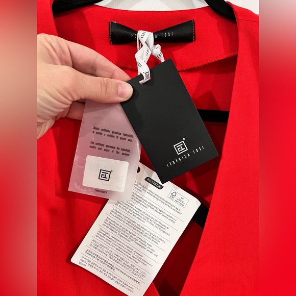 NEW Federica Tosi Poppy Red Wrap Midi Dress | New Federica Tosi Dress - Picture 5 of 10
